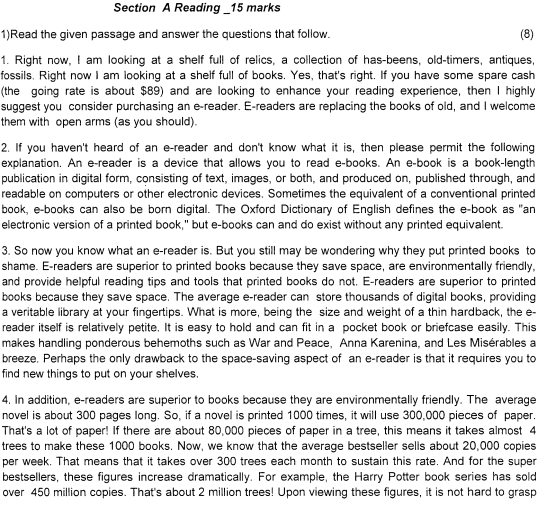 CBSE Class 11 English Question Paper Set D